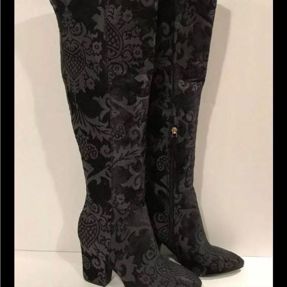 Nine West Womens Siventa Brocade Heels Over-The-Knee Boots Shoes - Picture 4 of 6